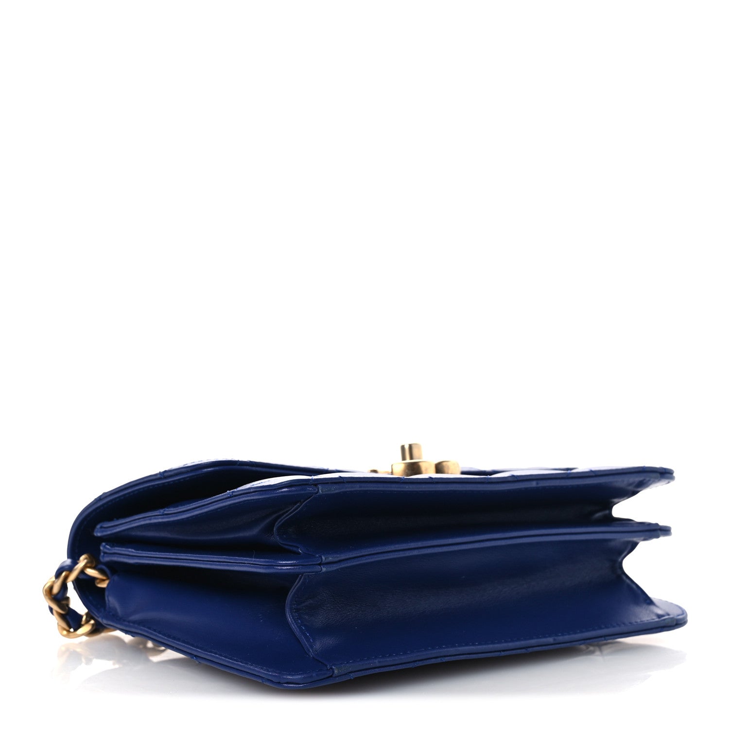Chanel Calfskin Quilted Small Dual Handle Chain Flap Bag  Blue