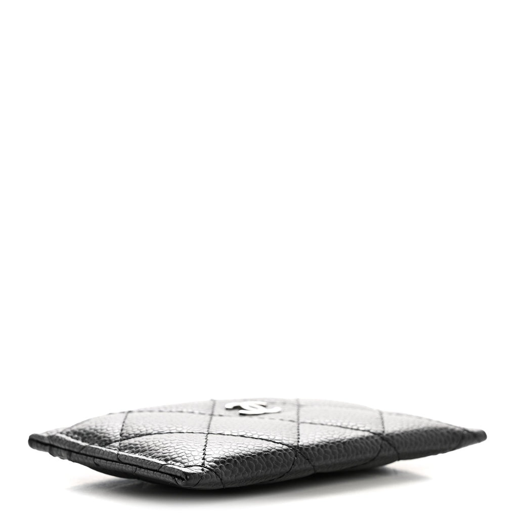 Caviar Quilted Card Holder Black