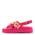 Gucci Calfskin Elizabeth Nappa Charlotte Logo Slingback Sandals 36 Fancy Fuchsia