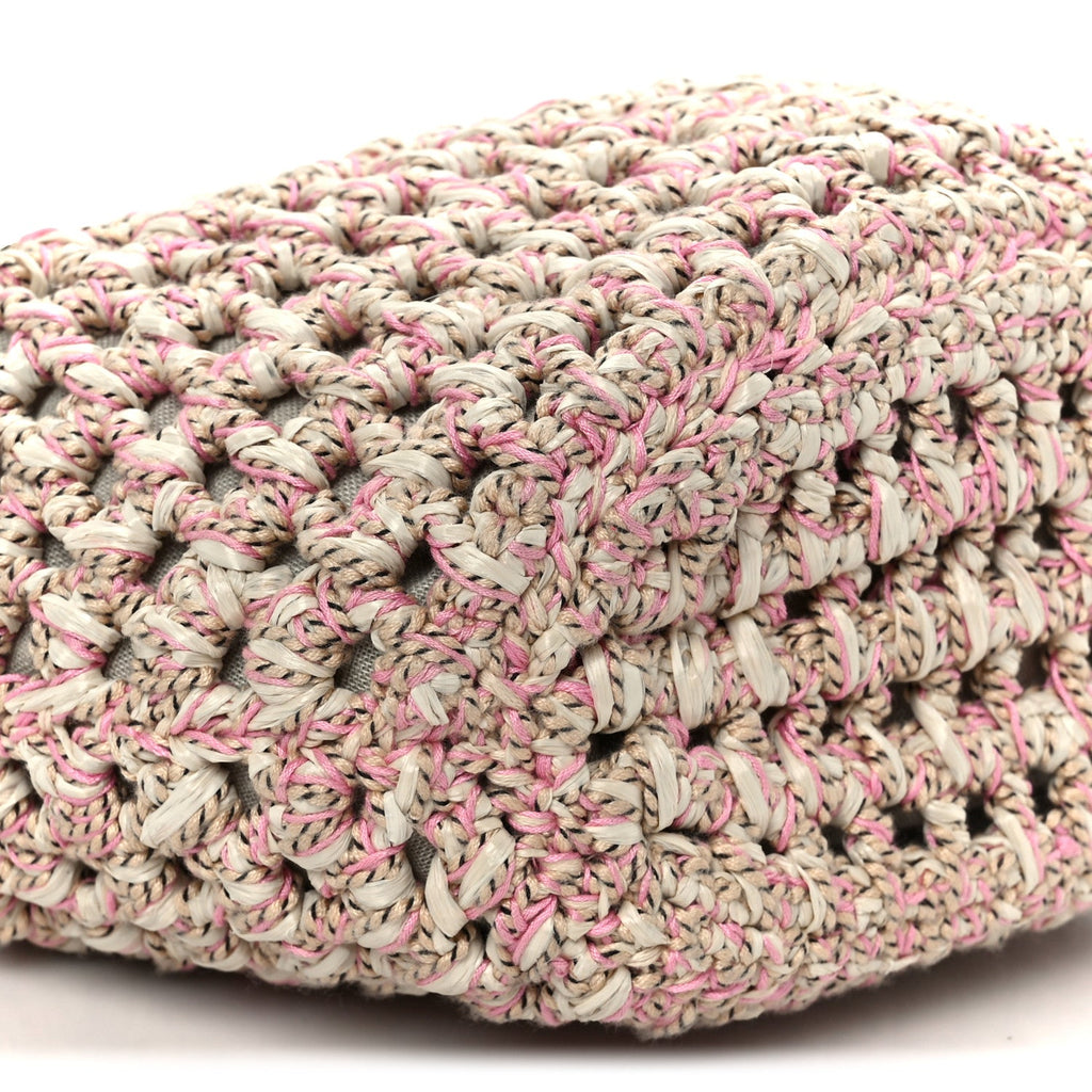 Chanel Mixed Fibers Calfskin Crochet Small Shopping Bag Beige Pink