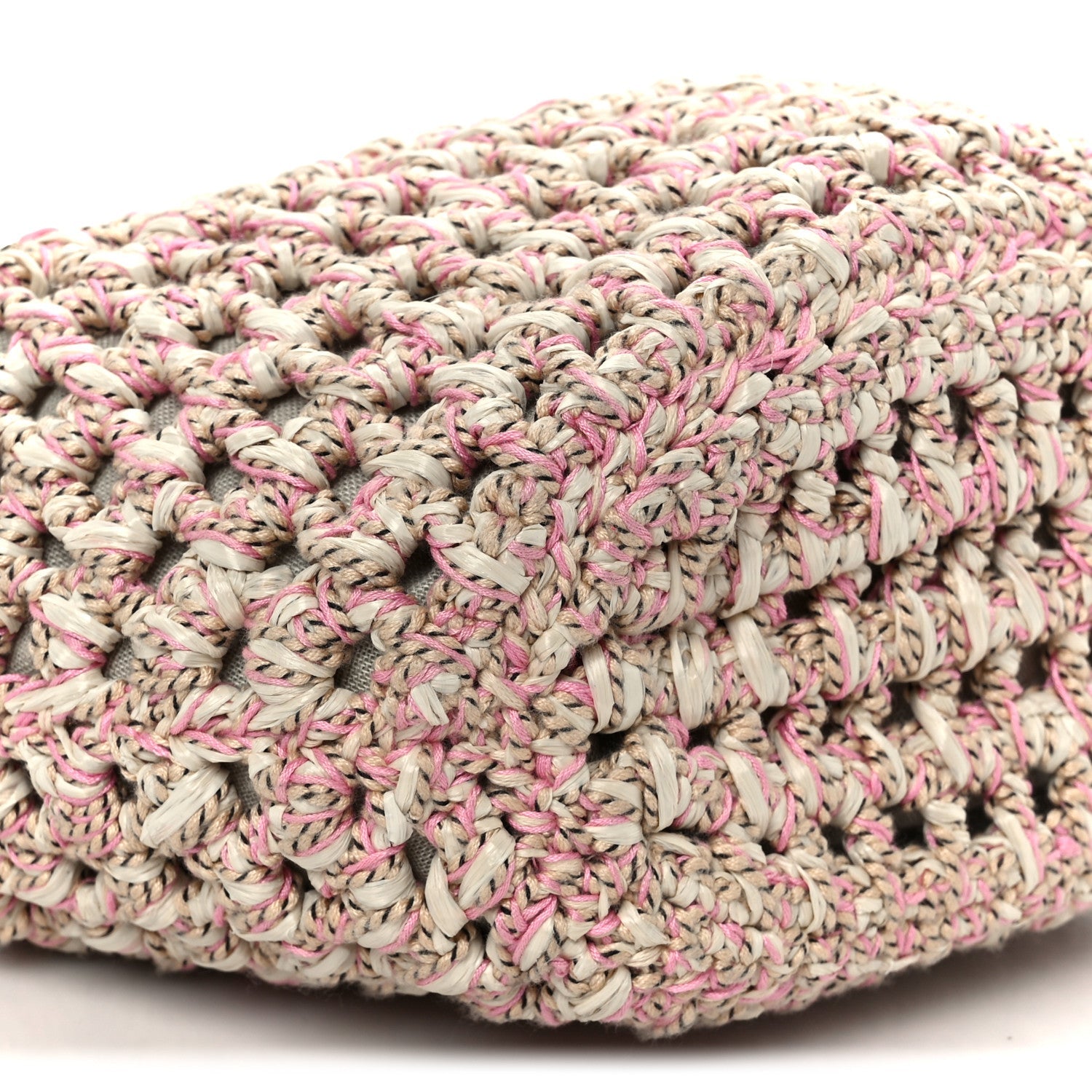 Chanel Mixed Fibers Calfskin Crochet Small Shopping Bag Beige Pink