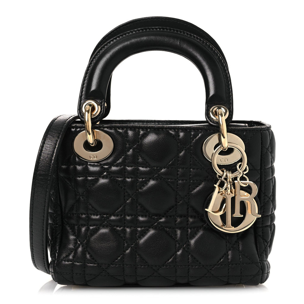 Christian Dior Lambskin Cannage Mini Lady Dior Black