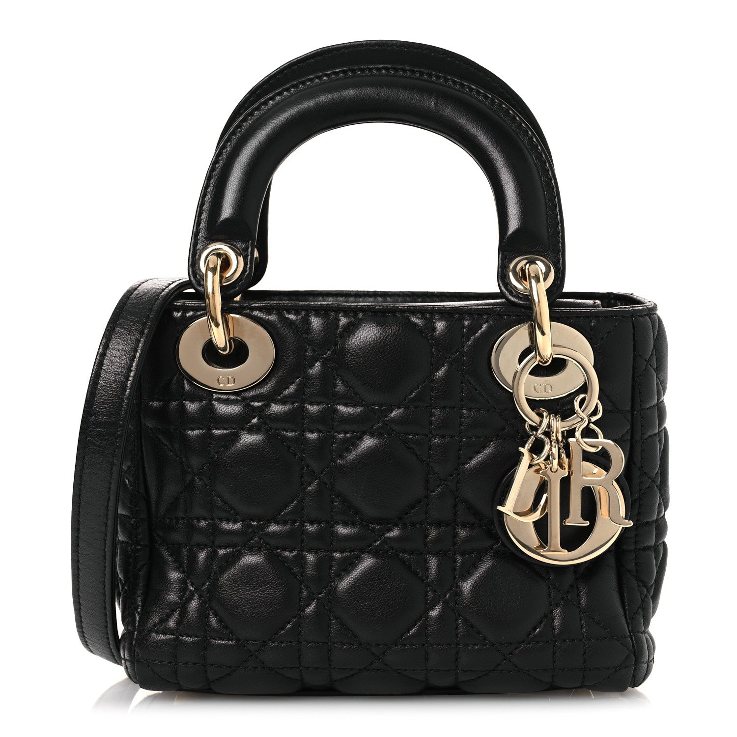 Christian Dior Lambskin Cannage Mini Lady Dior Black