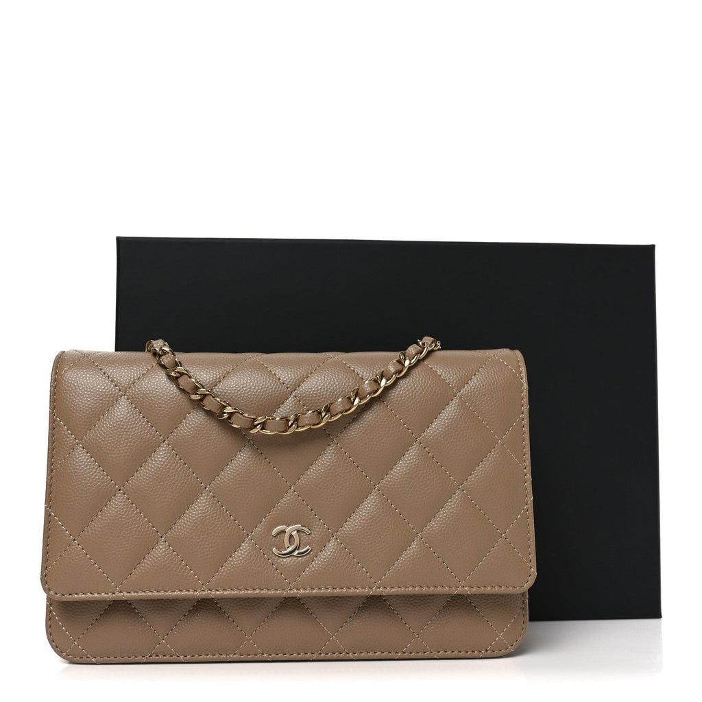 Chanel Caviar Quilted Wallet on Chain WOC Beige