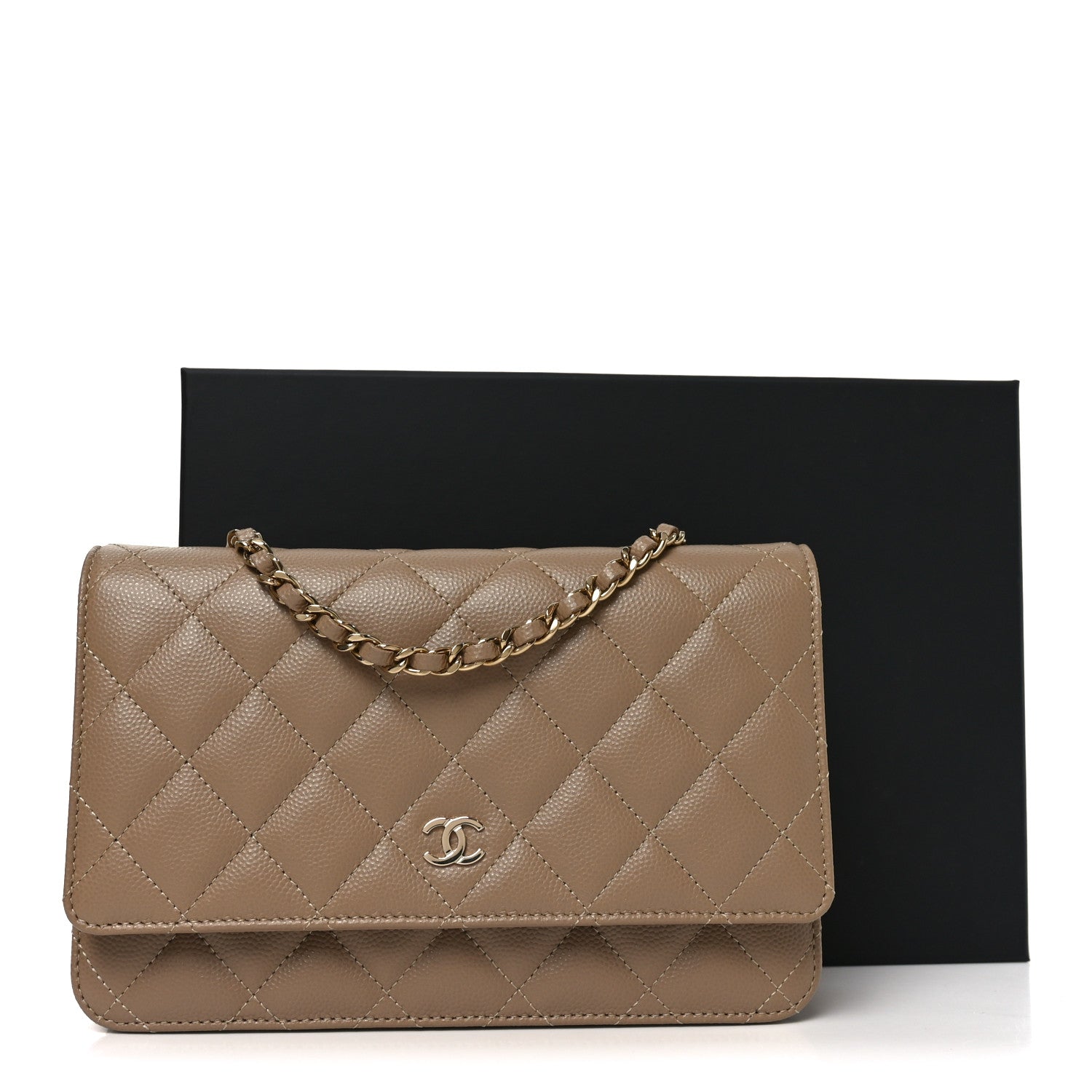 Chanel Caviar Quilted Wallet on Chain WOC Beige