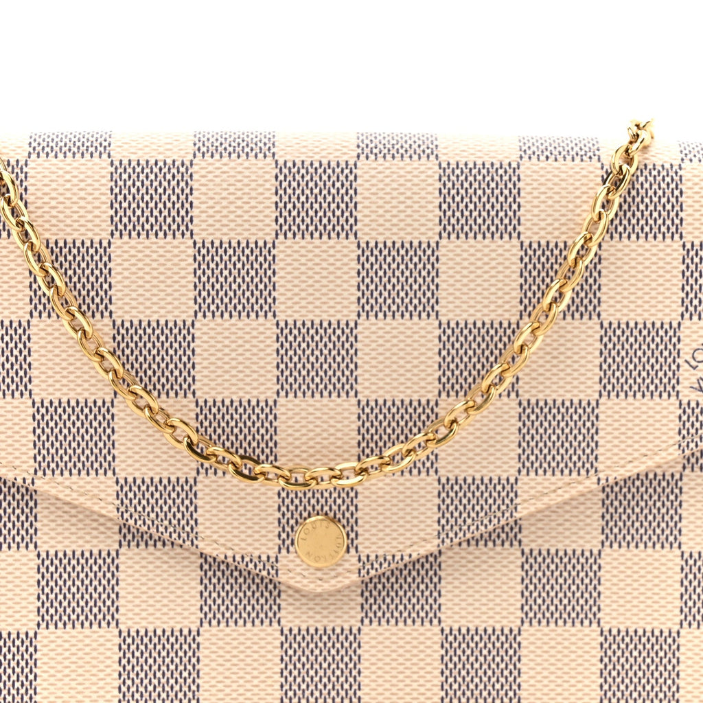 Louis Vuitton Damier Azur Pochette Felicie Chain Wallet Rose Ballerine