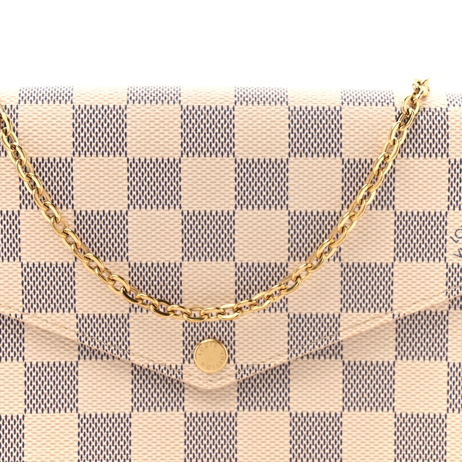 Louis Vuitton Damier Azur Pochette Felicie Chain Wallet Rose Ballerine