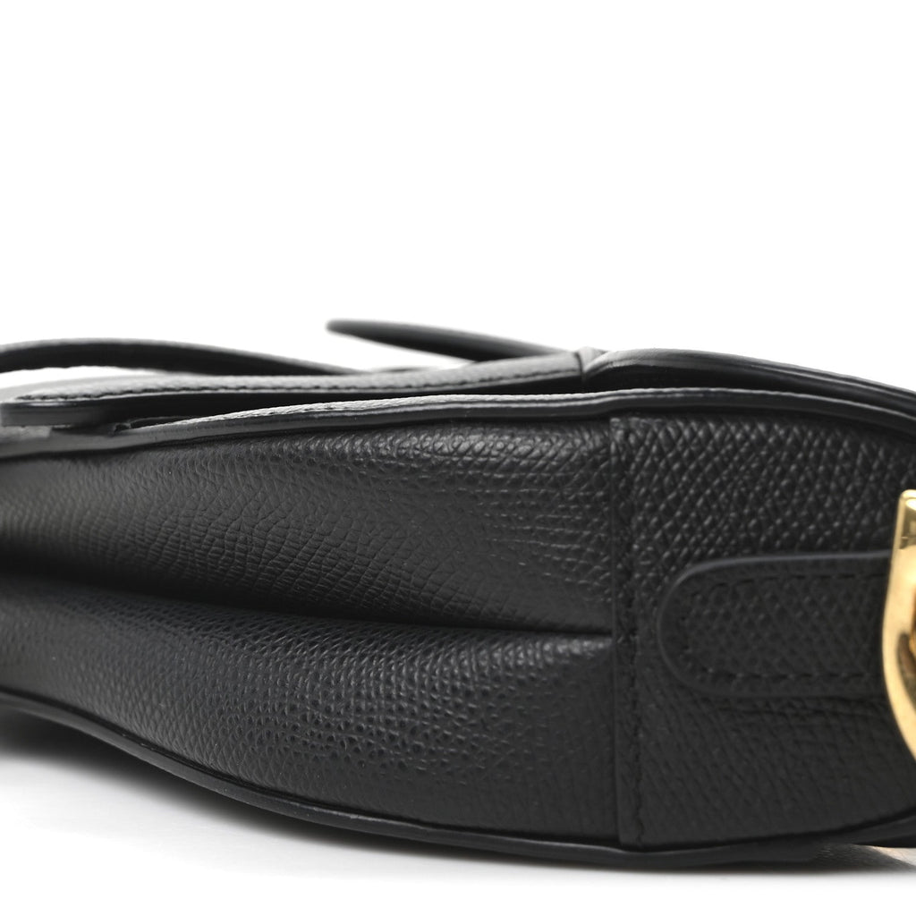 Christian Dior Grained Calfskin Mini Saddle Bag Black