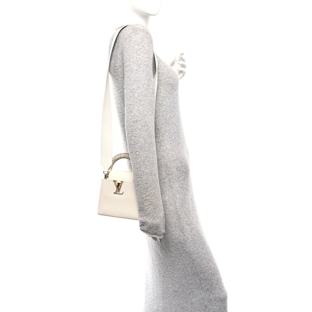 Louis Vuitton Taurillon Ayers Capucines Mini White Snow White