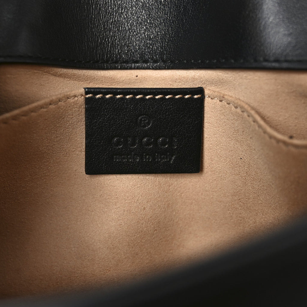 Gucci Calfskin Matelasse Mini GG Marmont Shoulder Bag Black
