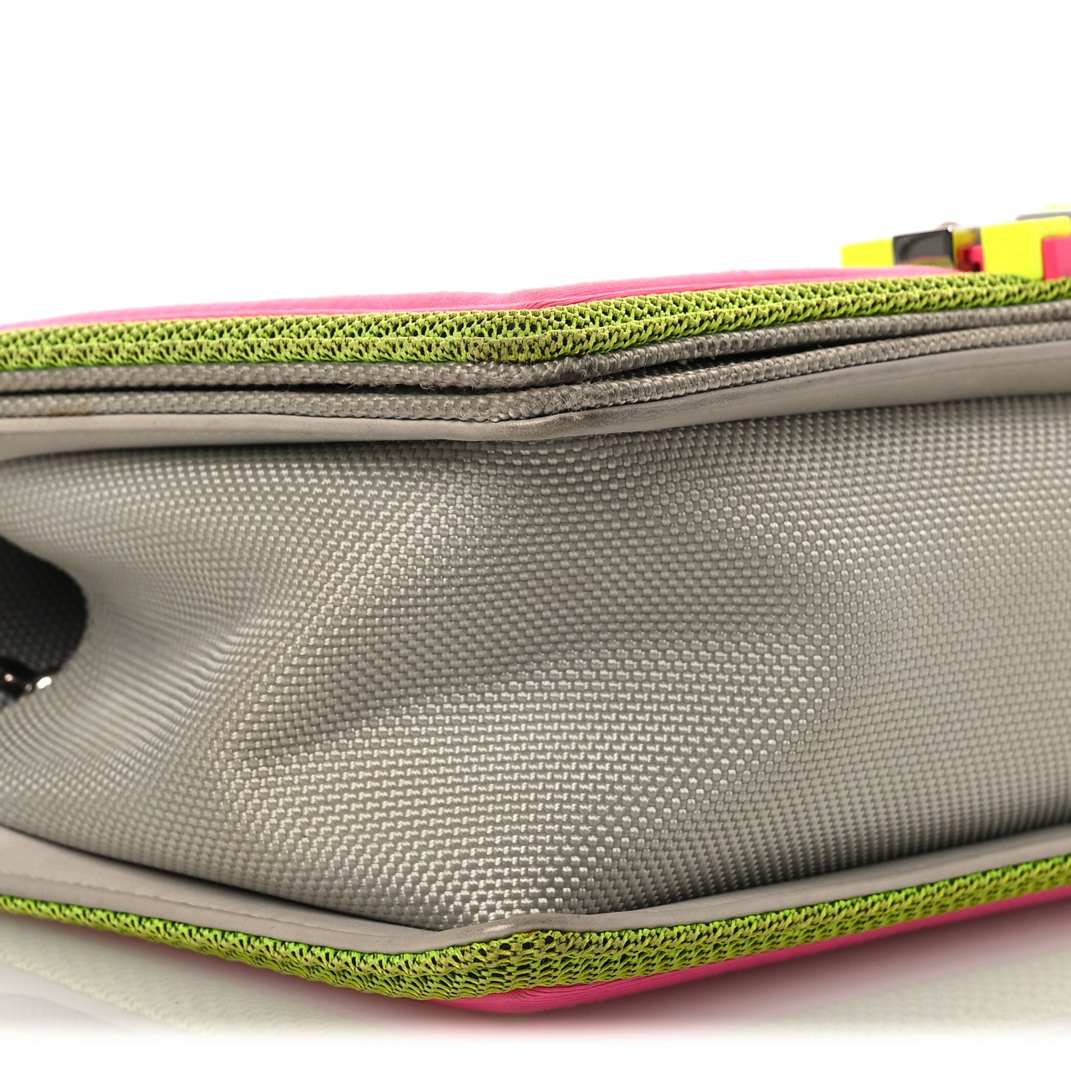 Chanel Canvas Quilted Medium Fluo Boy Flap Dark Grey Fuchsia Green