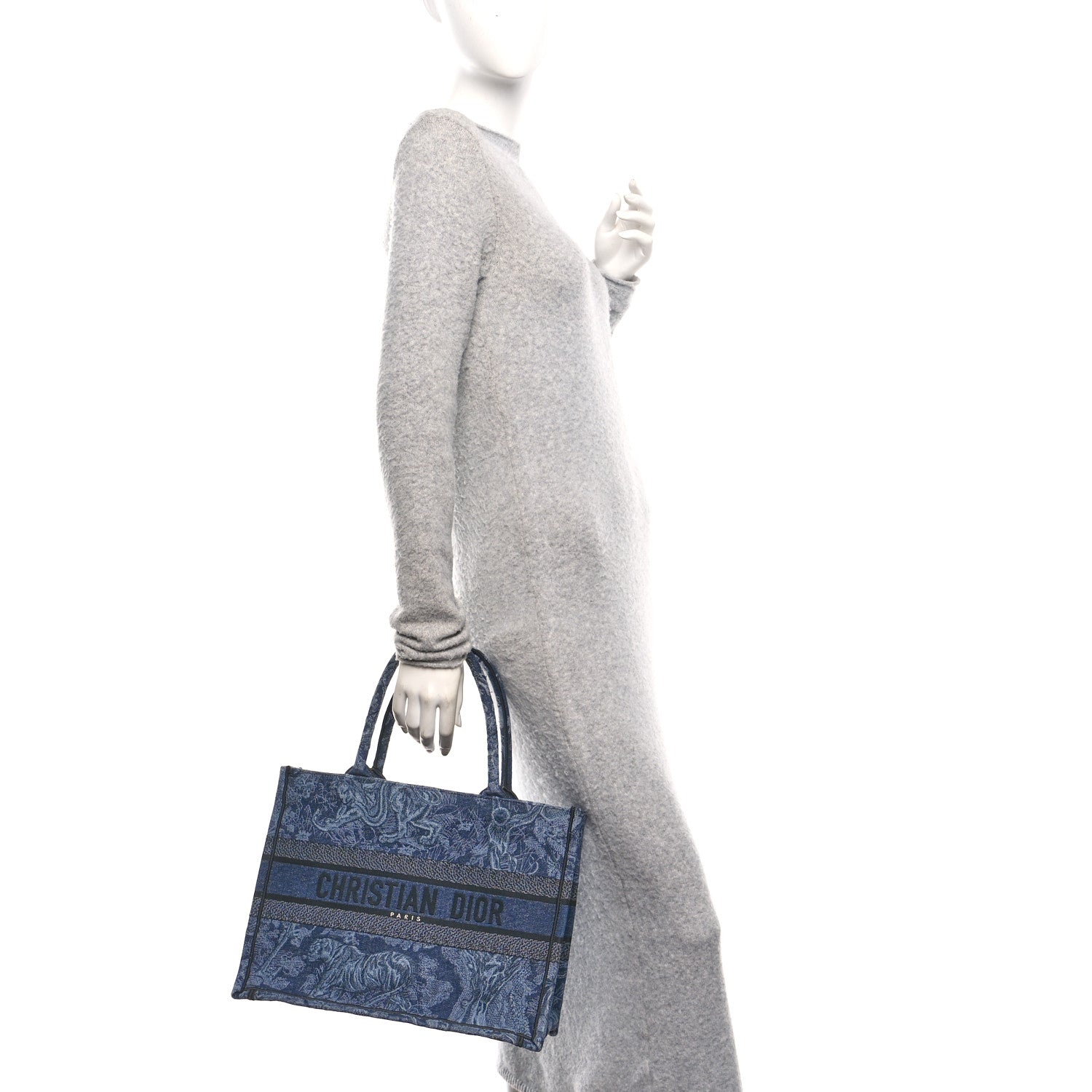 Christian Dior Canvas Embroidered Medium Dioriviera Toile De Jouy Book Tote Blue Black