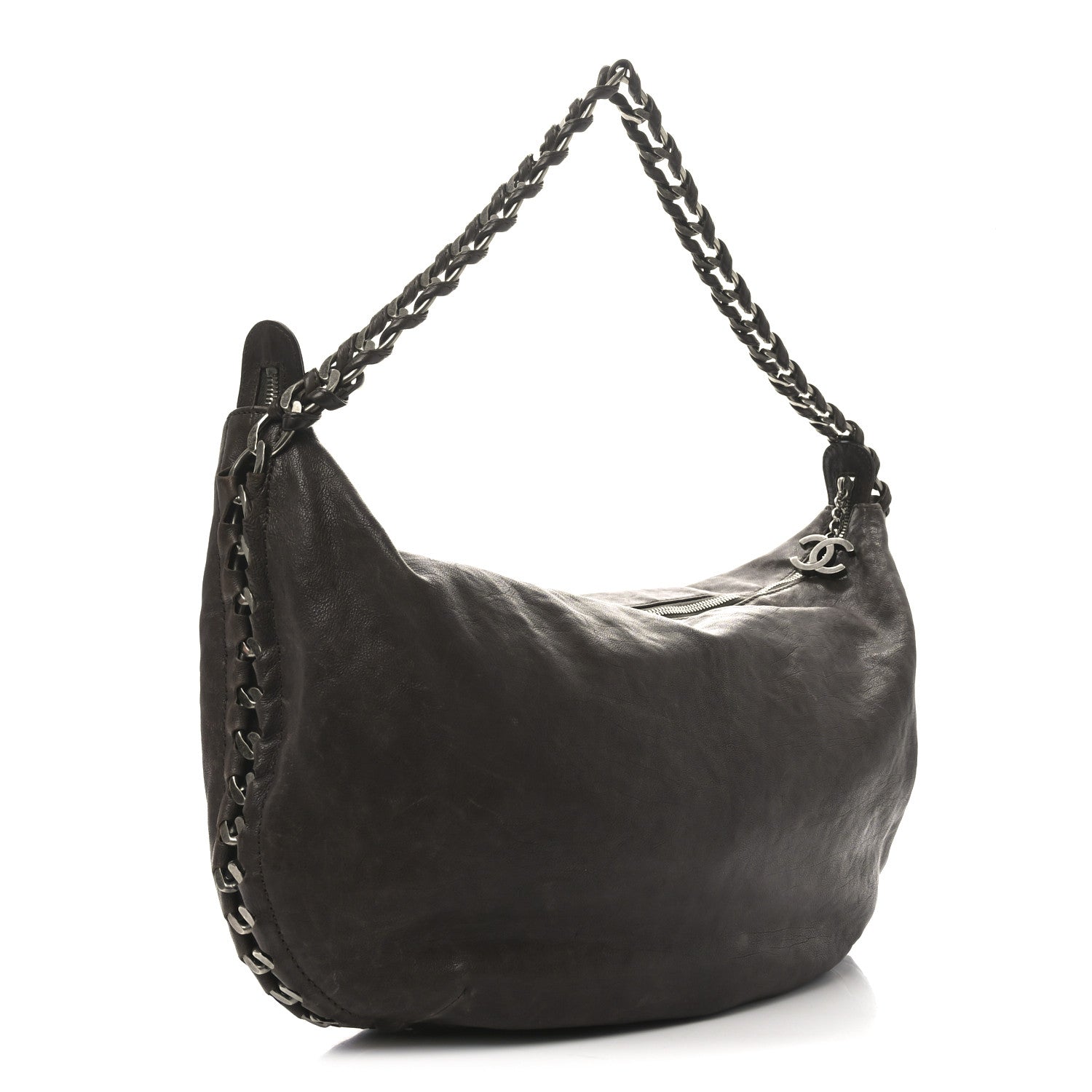 Chanel Calfskin Modern Chain Hobo Brown