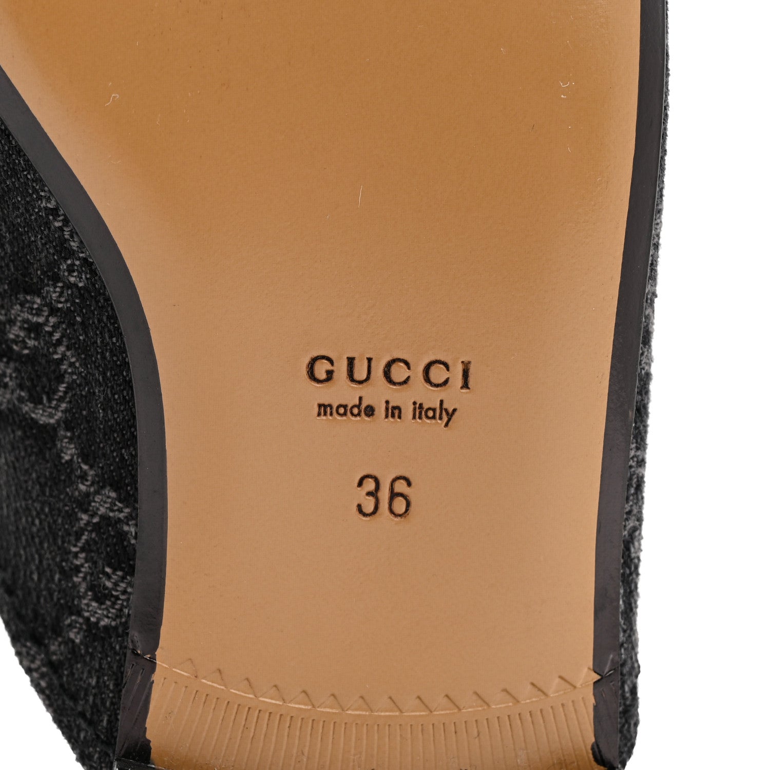 Gucci New Denim GG Malaga Kid Womens Princetown Slippers 36 Grey Black