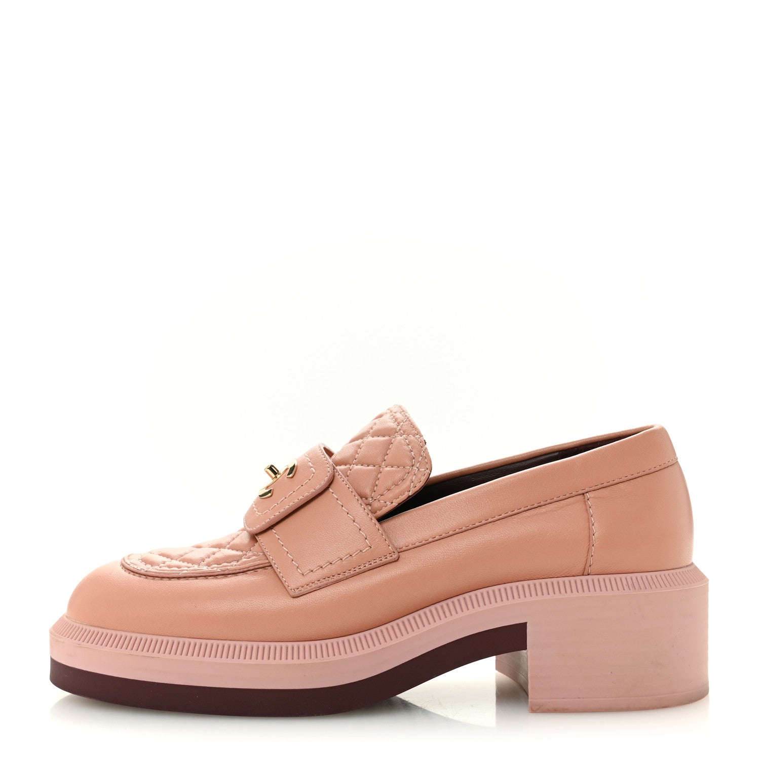 Lambskin Quilted CC Turnlock Loafers 35.5 Dark Pink