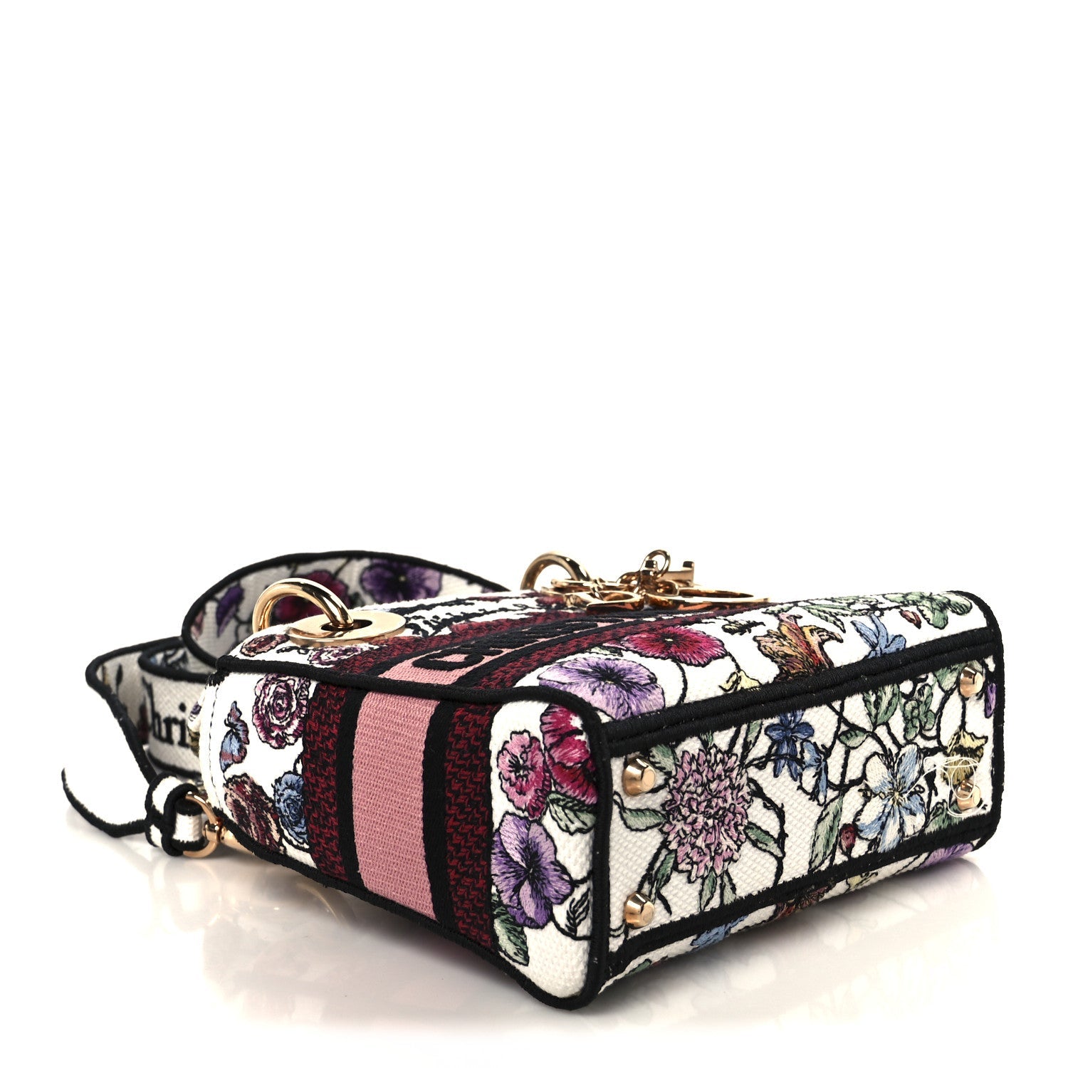 Christian Dior Canvas Florilegio Embroidered Mini Lady D-Lite White Multicolor