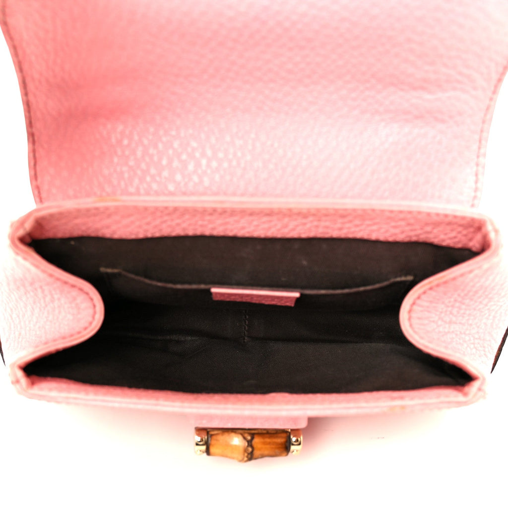 Gucci Calfskin Bamboo Top Handle Bag Pink