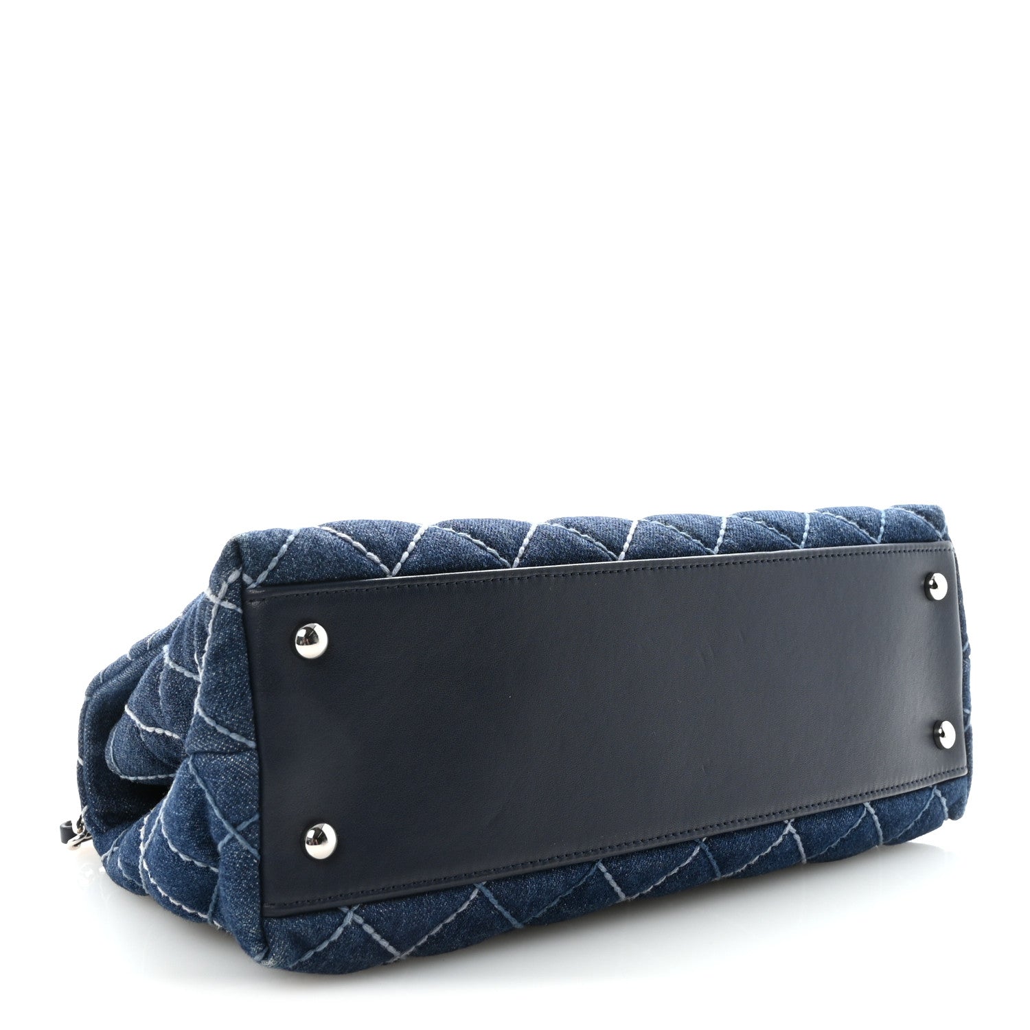 Chanel Denim Quilted Small Coco Handle Flap Blue