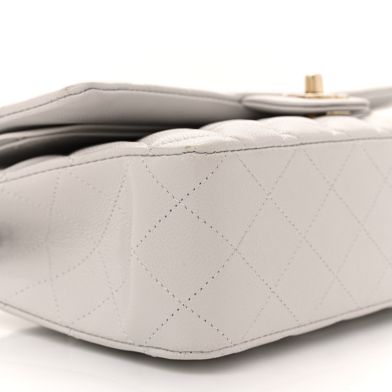 Chanel Caviar Quilted Medium Double Flap Light Grey