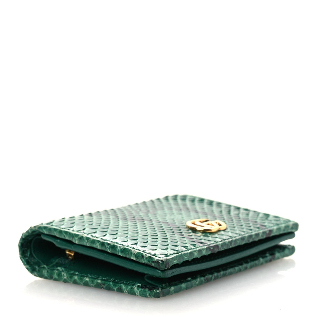 Gucci Snakeskin GG Marmont Card Case Green