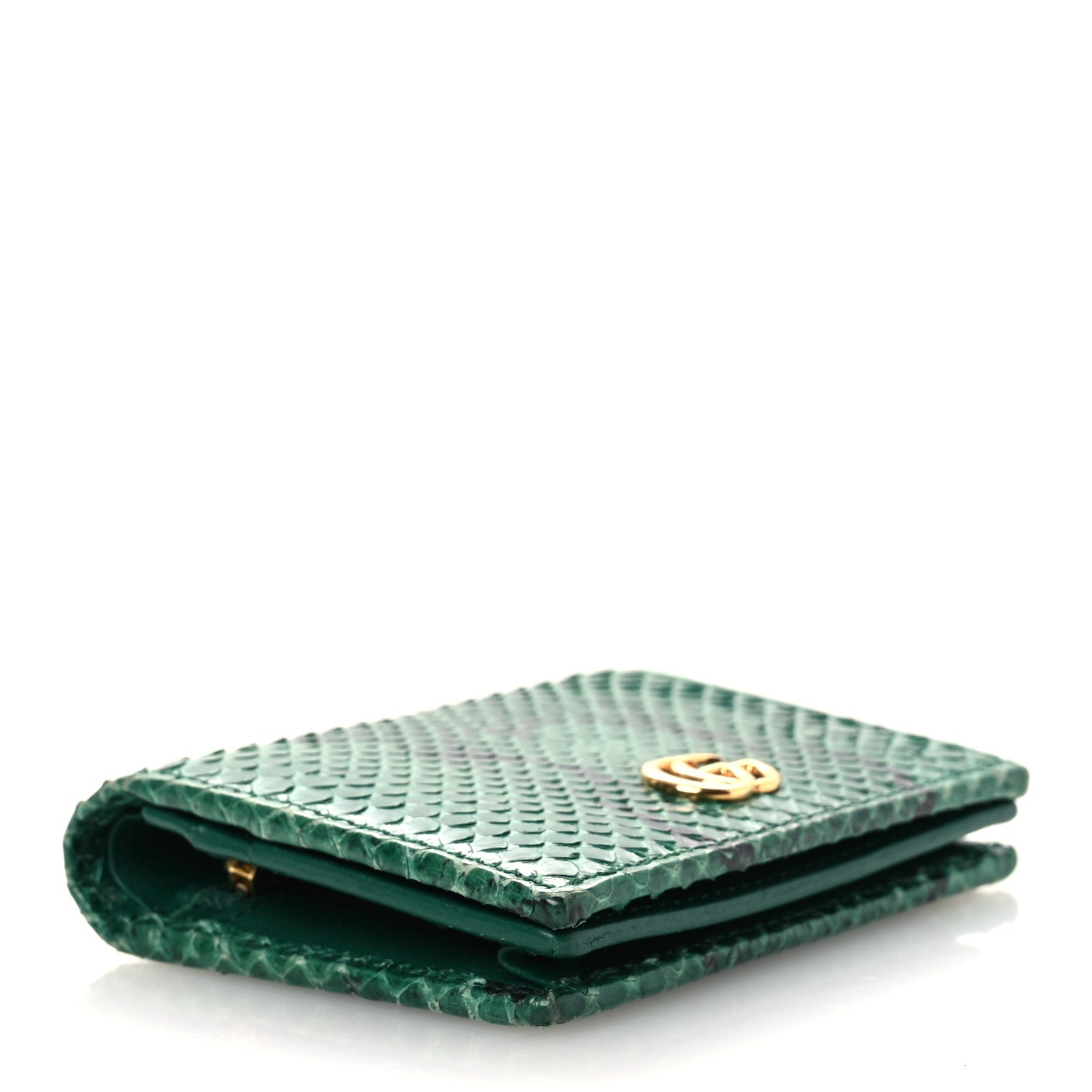 Gucci Snakeskin GG Marmont Card Case Green