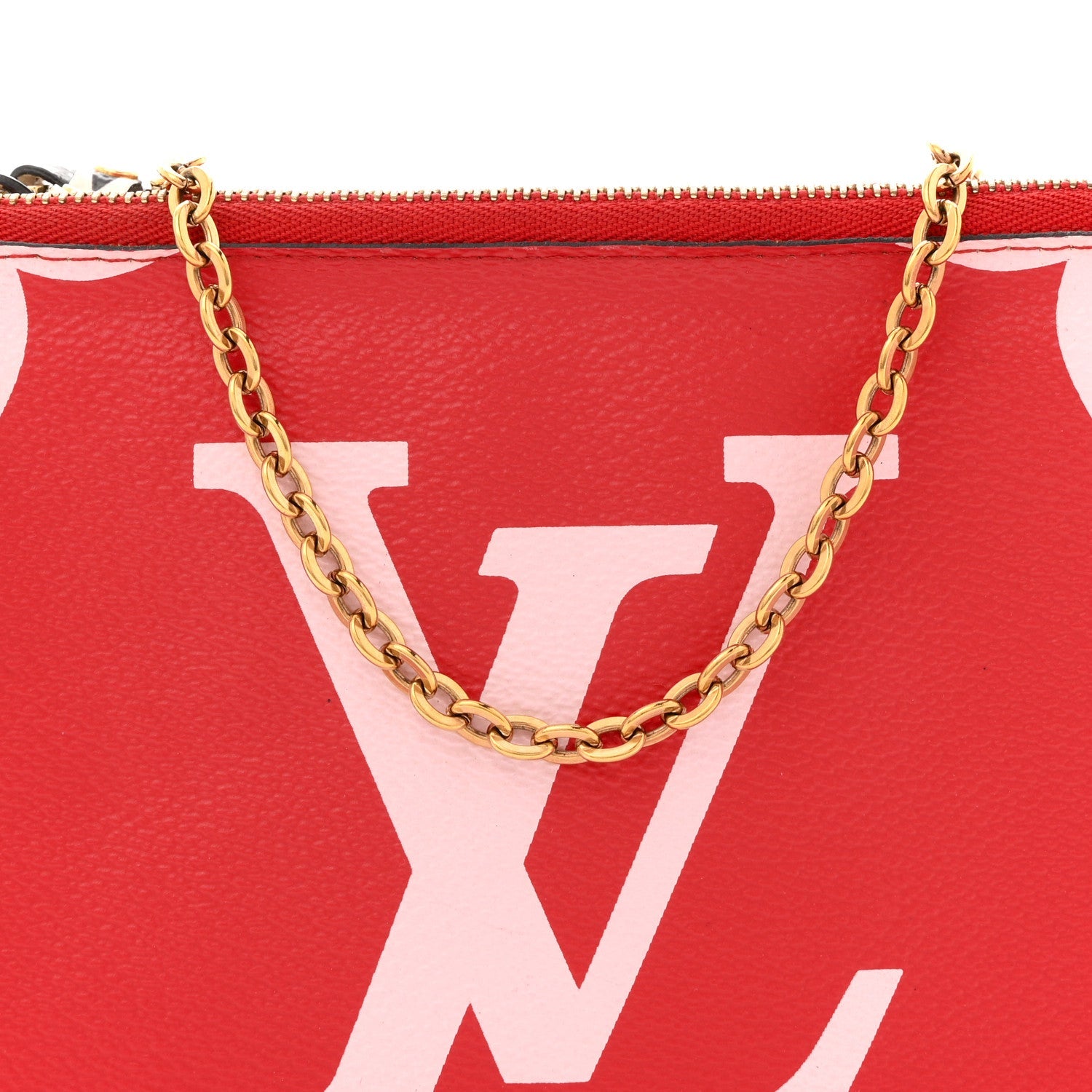 Louis Vuitton Monogram Giant Double Zip Pochette Rouge