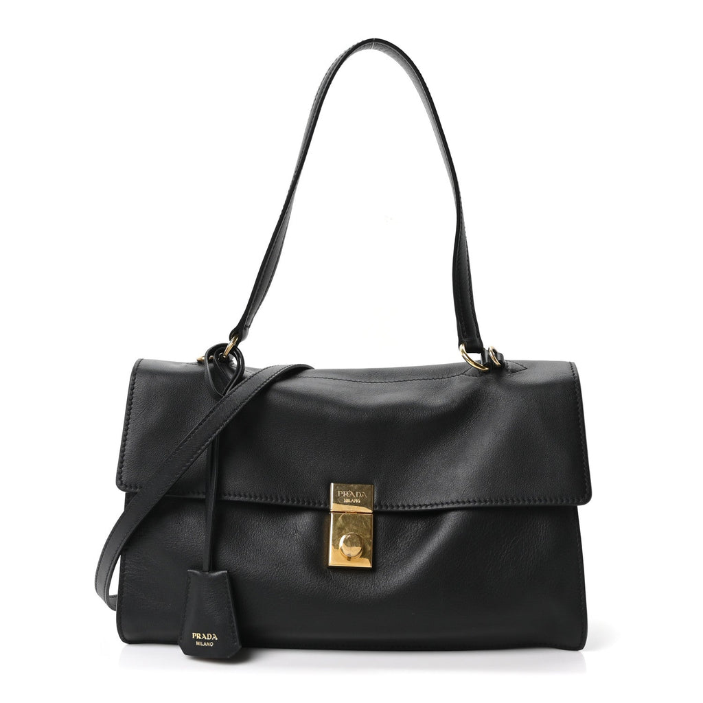Prada Calfskin Medium Soft Sound Shoulder Bag Black