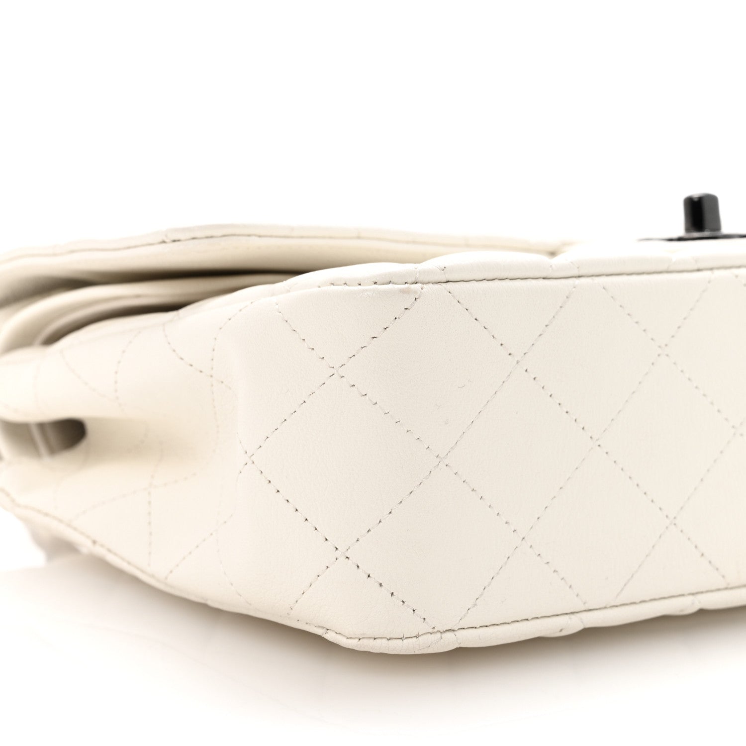 Chanel Crumpled Calfskin Quilted Medium Double Flap White