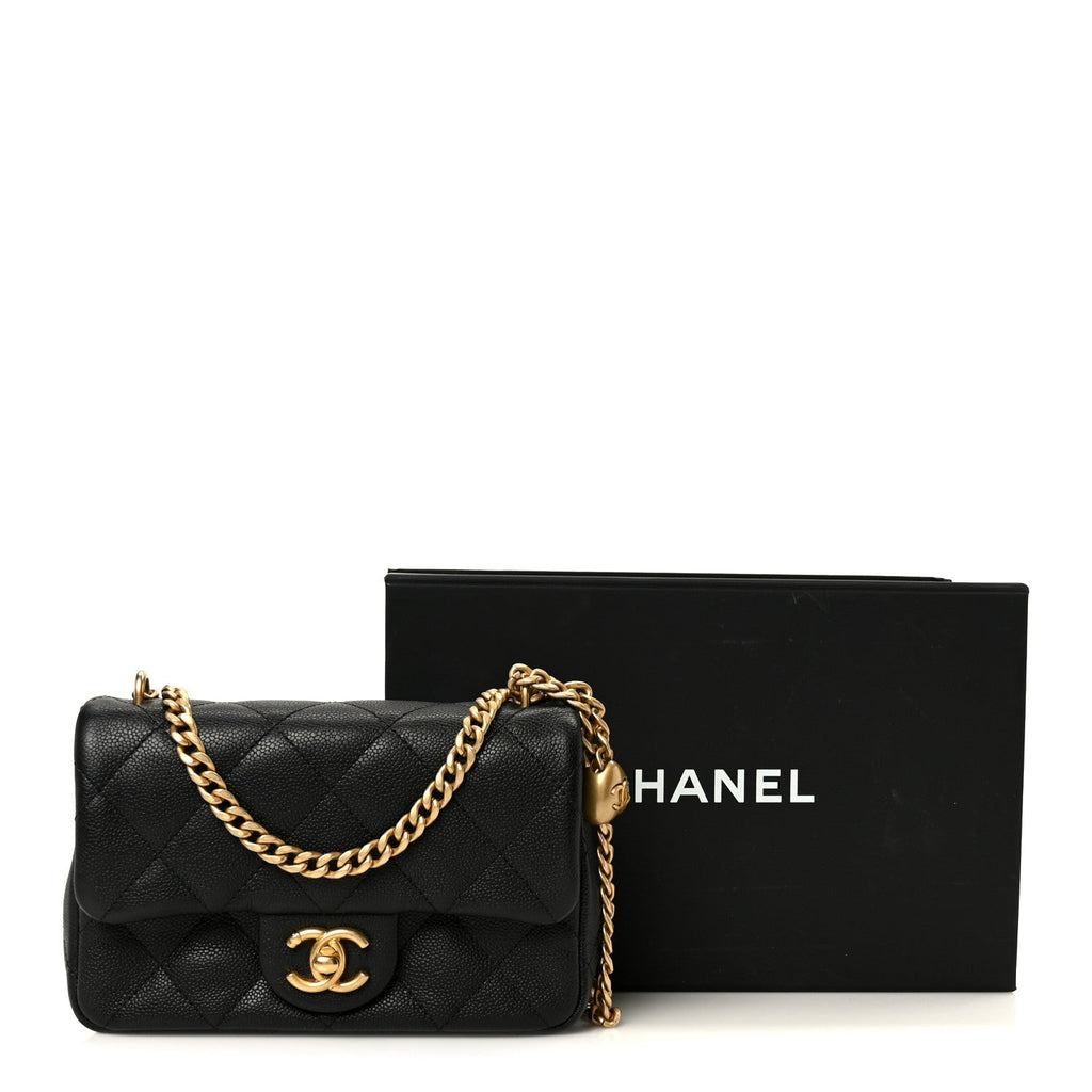 Chanel Caviar Quilted Mini Sweetheart Rectangular Flap Black