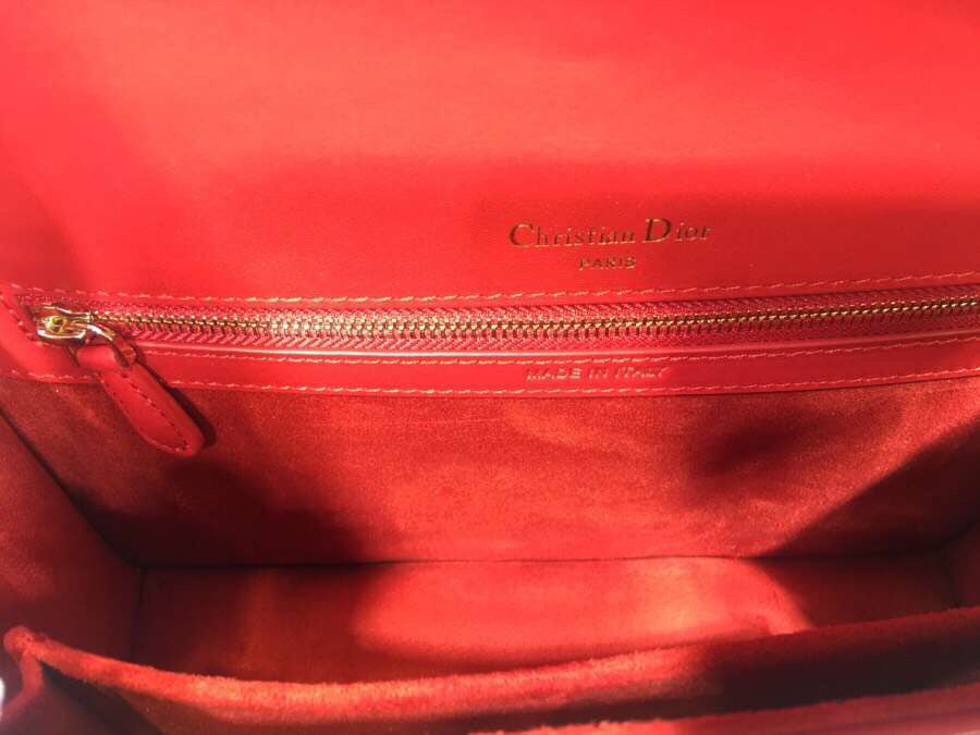 Dior Diorama Bag In Red Eyelets Lambskin