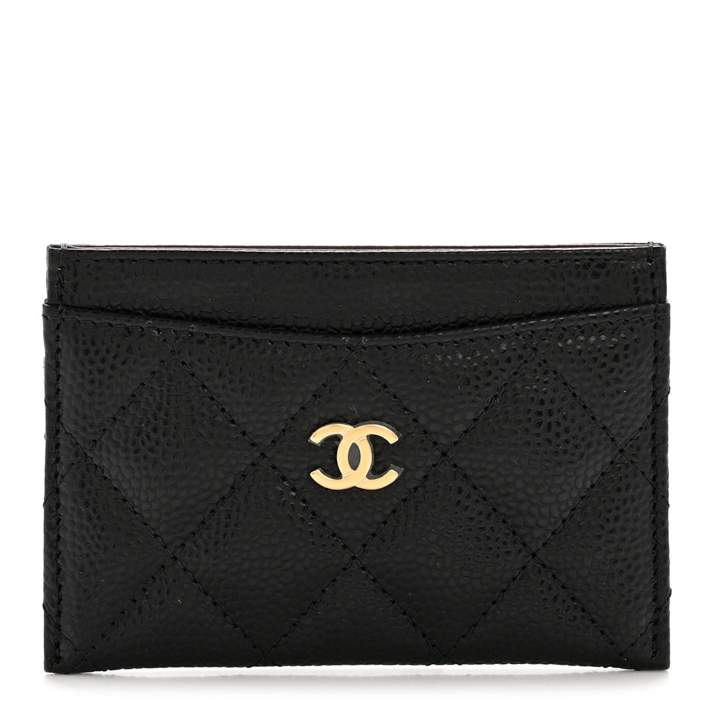 Caviar Quilted Card Holder Black