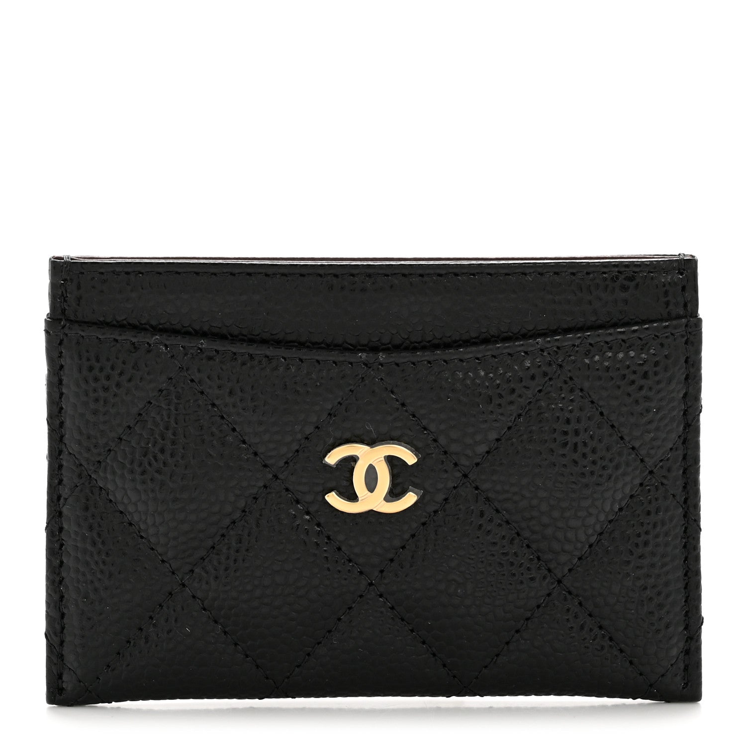 Caviar Quilted Card Holder Black