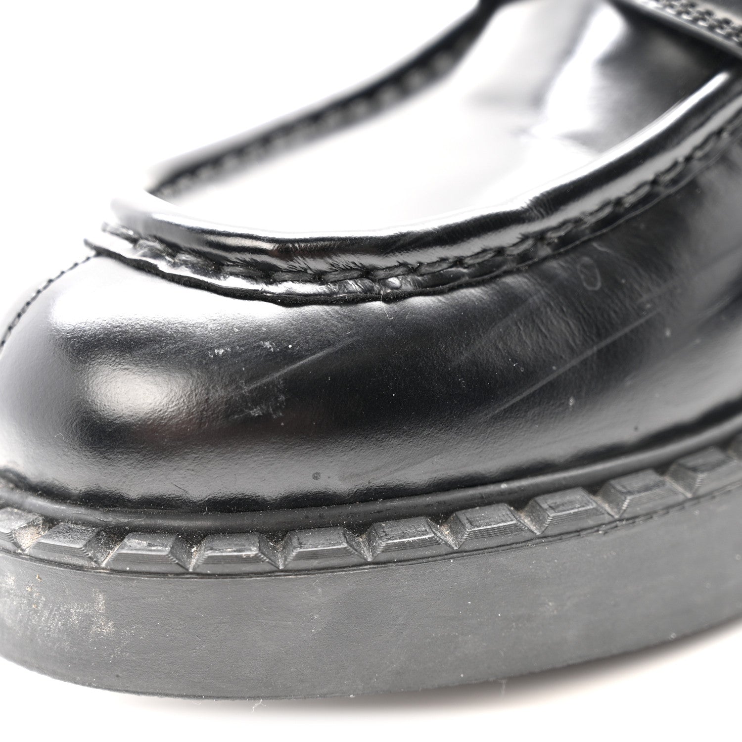 Prada Spazzolato Metal Triangle Logo 50mm Loafers 37.5 Black