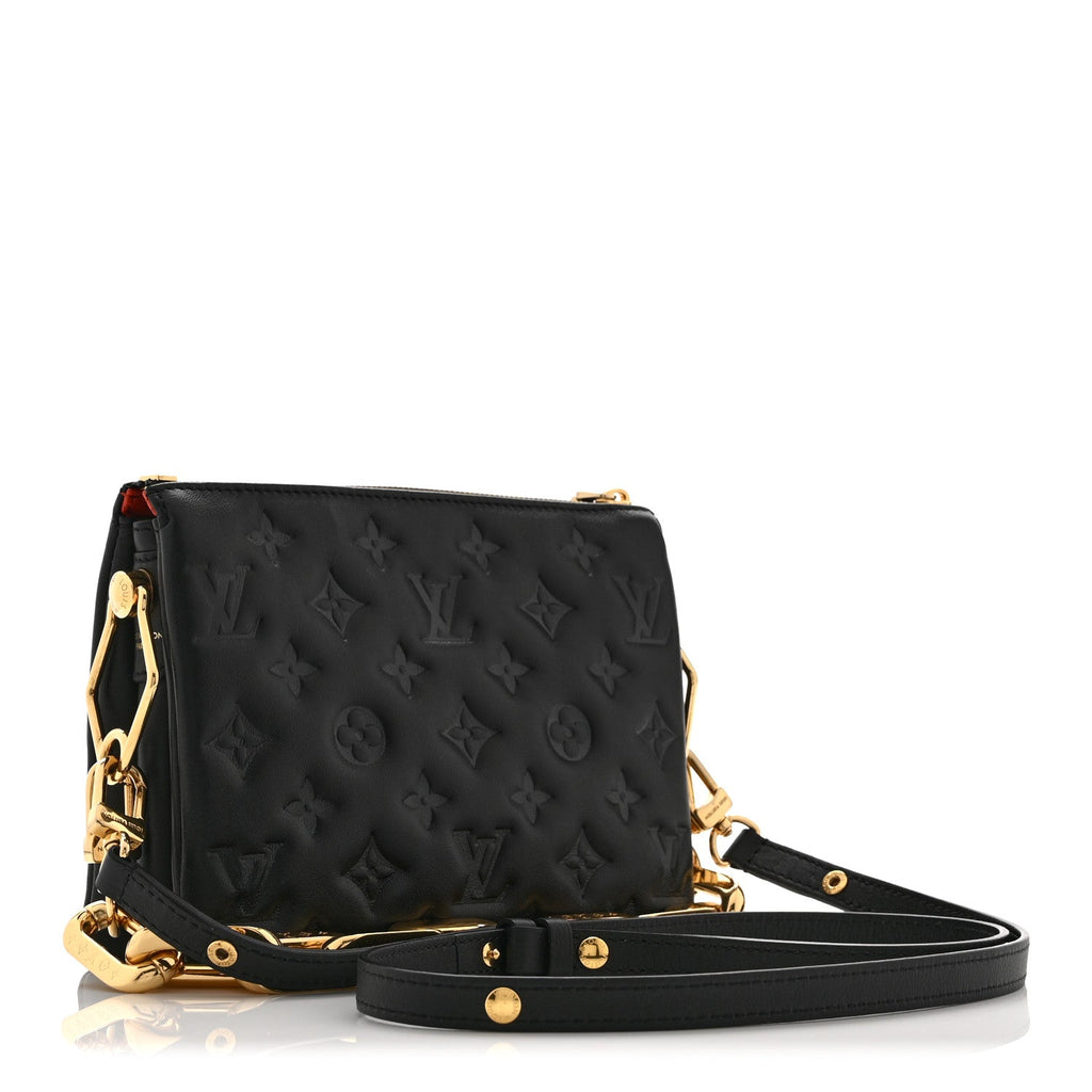 Louis Vuitton Lambskin Embossed Monogram Coussin BB Black