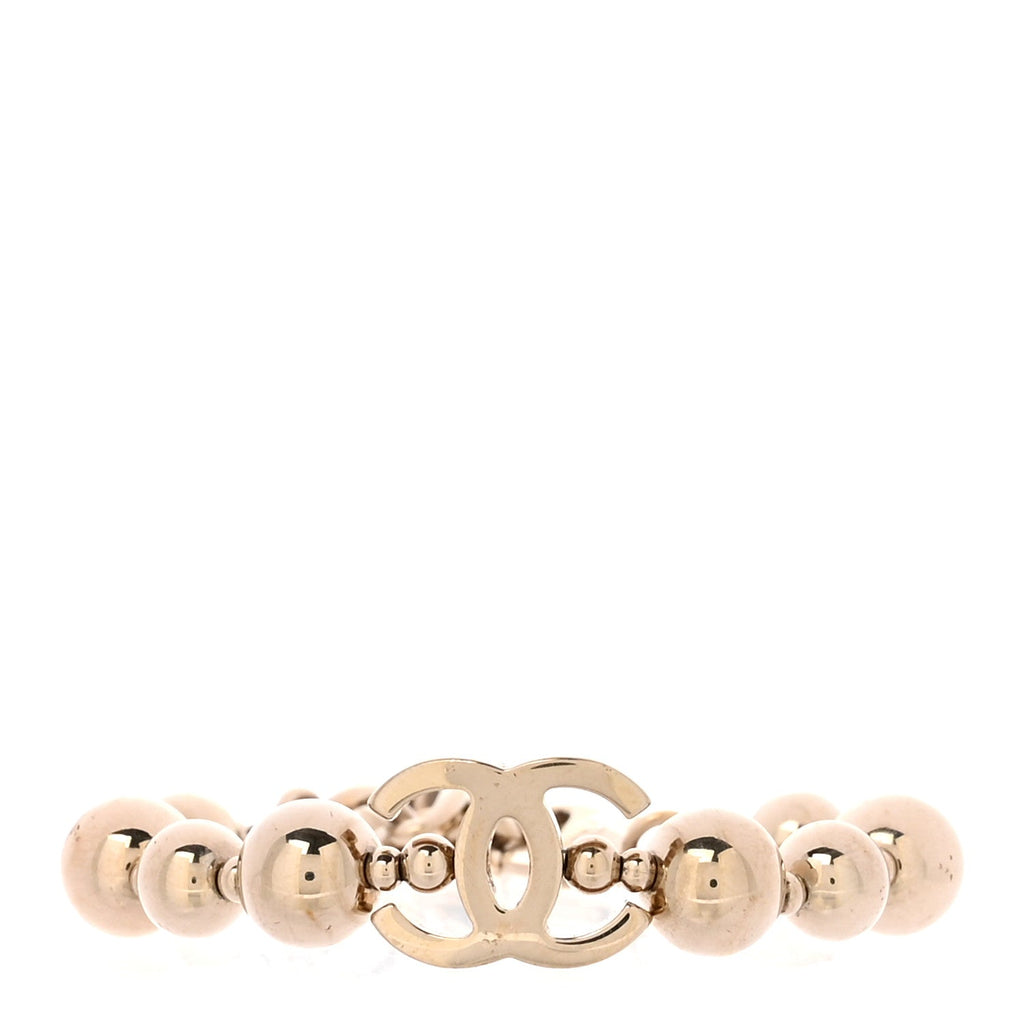 Metal Beaded CC Bracelet Gold
