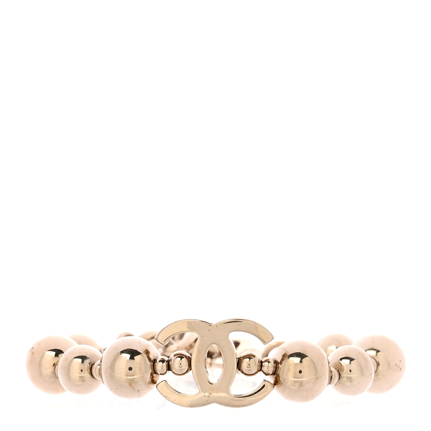 Metal Beaded CC Bracelet Gold