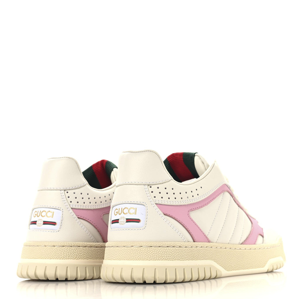 Gucci Calfskin Womens Re-Web Sneakers 36.5 White Pink