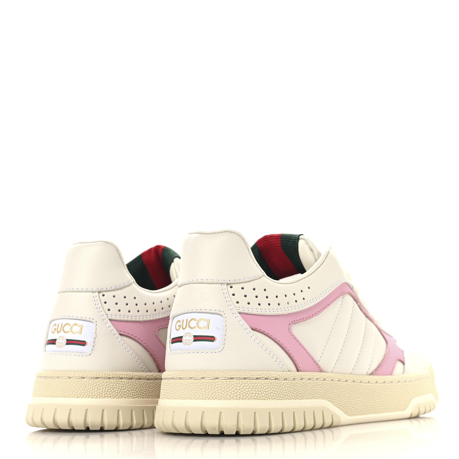 Gucci Calfskin Womens Re-Web Sneakers 36.5 White Pink