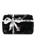 Chanel Sequin Ribbon Small Rectangular Flap Black White