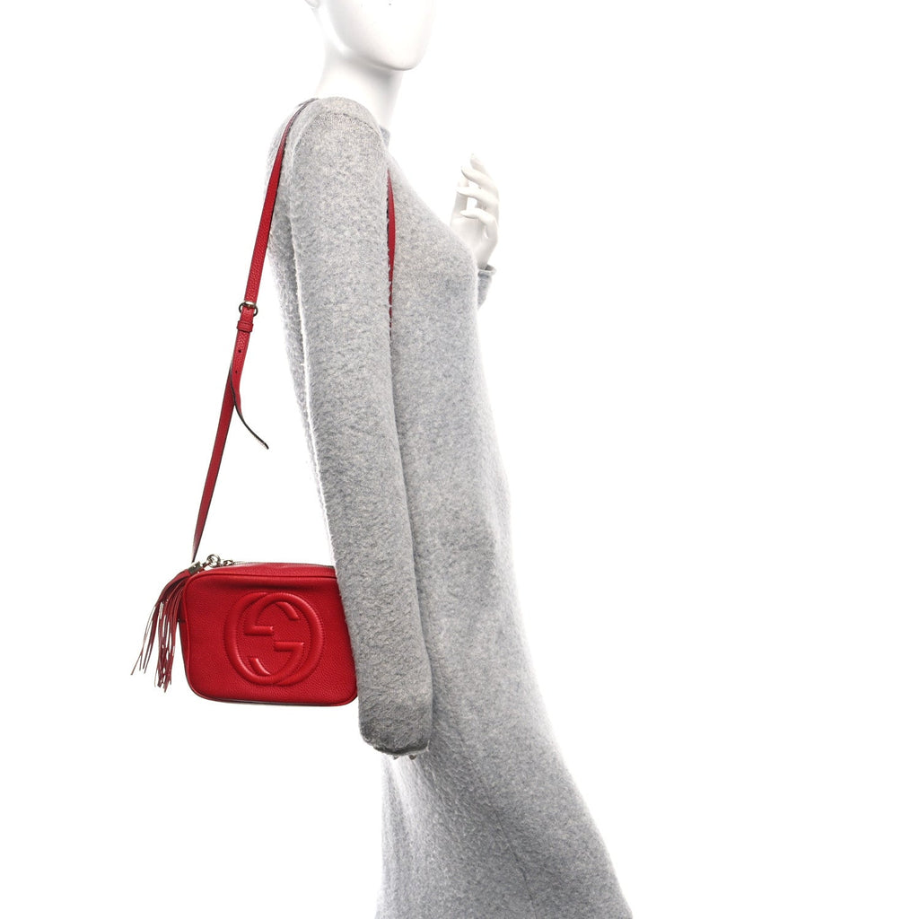 Gucci Pebbled Calfskin Small Soho Disco Bag Vibrant Red