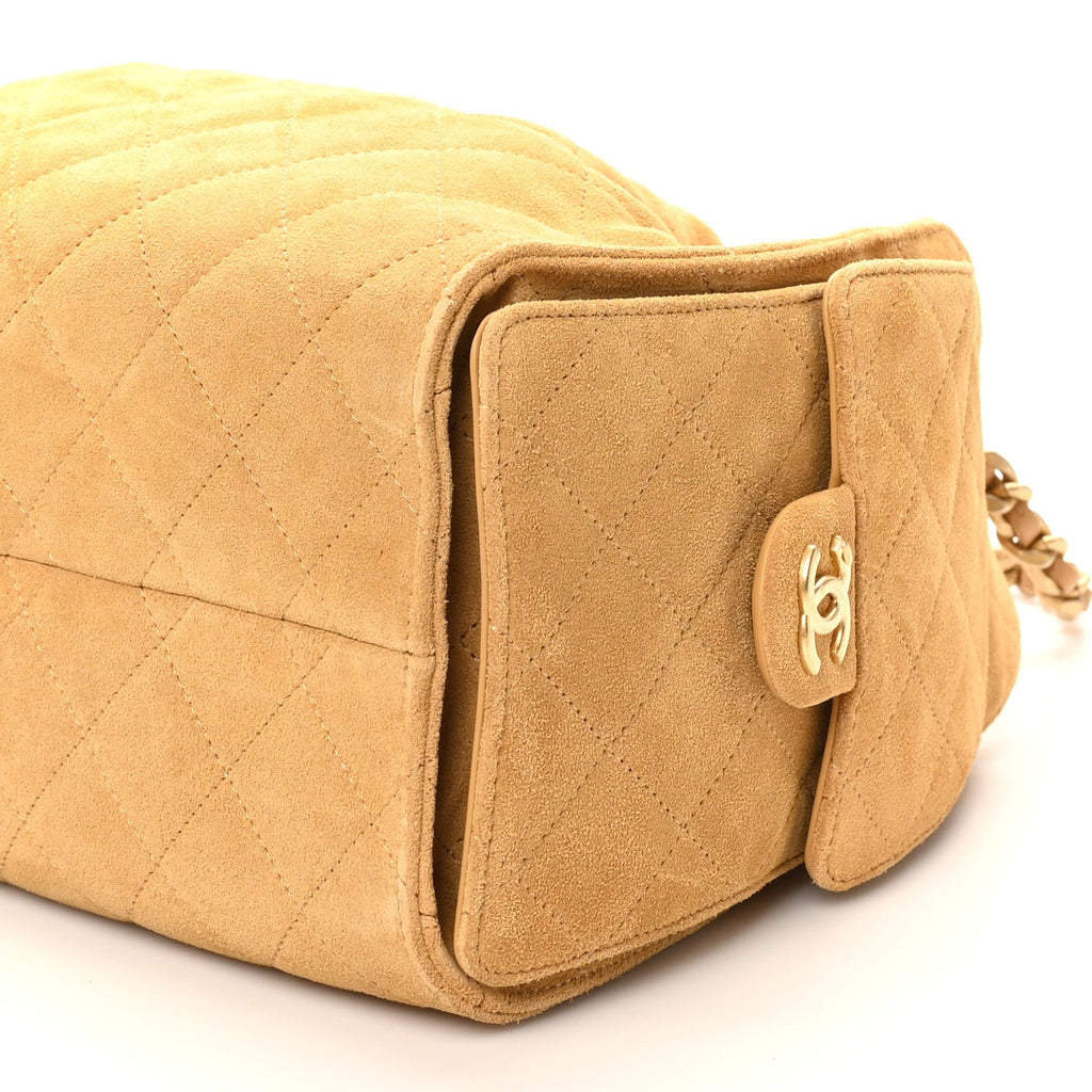 Chanel Suede Quilted Small Chanel 25 Handbag Beige
