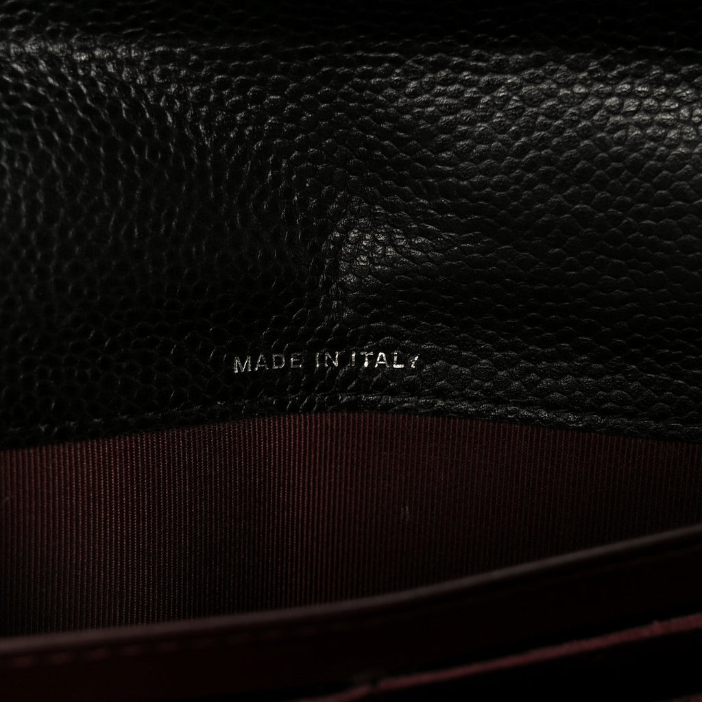 Caviar Quilted Large Gusset Flap Wallet Black