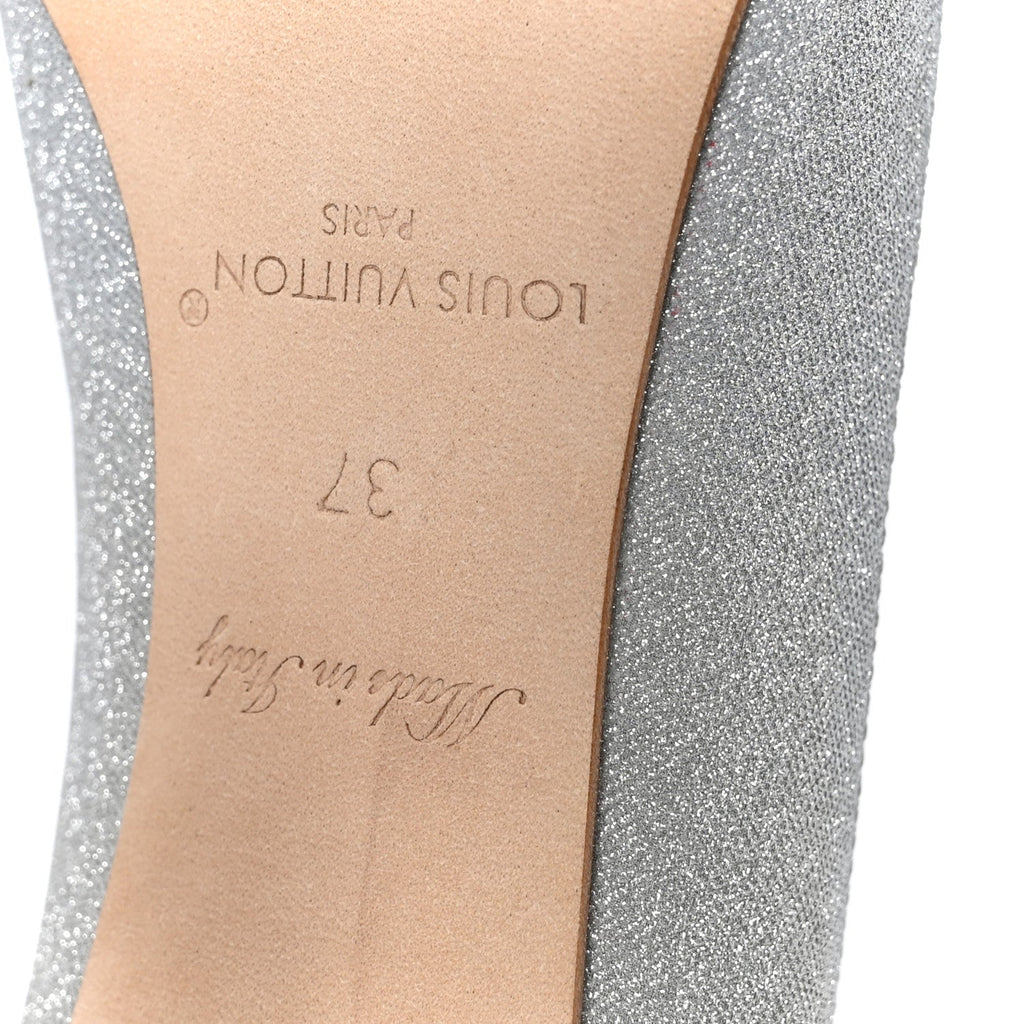 Louis Vuitton Glitter Fabric Blossom Pumps 37 Silver