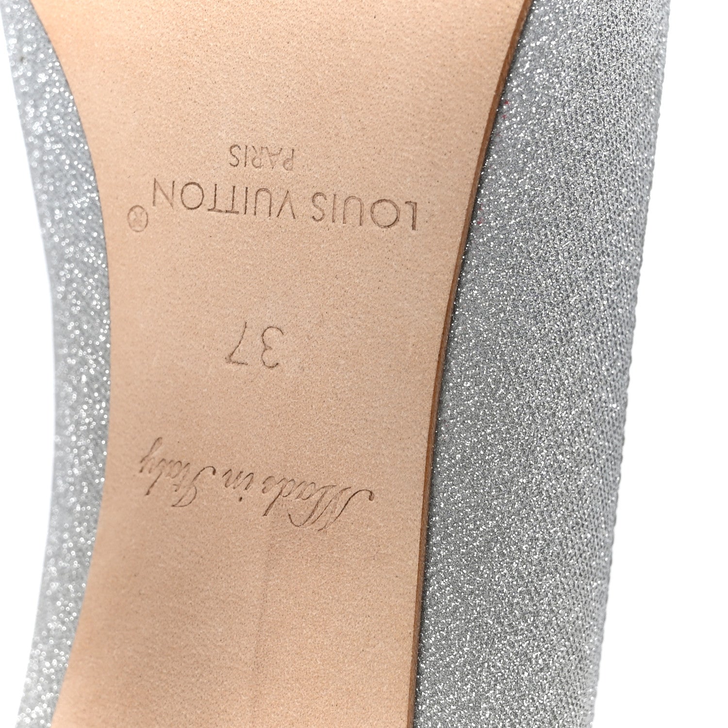 Louis Vuitton Glitter Fabric Blossom Pumps 37 Silver