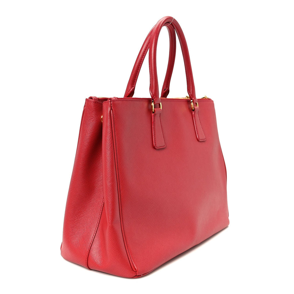 Prada Saffiano Lux Large Double Zip Tote Fuoco
