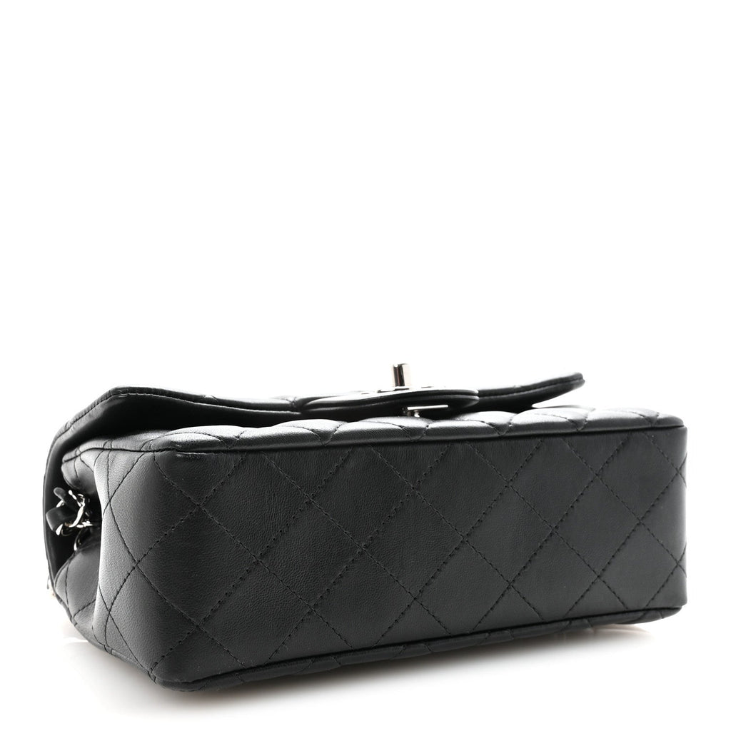 Chanel Lambskin Quilted Mini Rectangular Flap Black