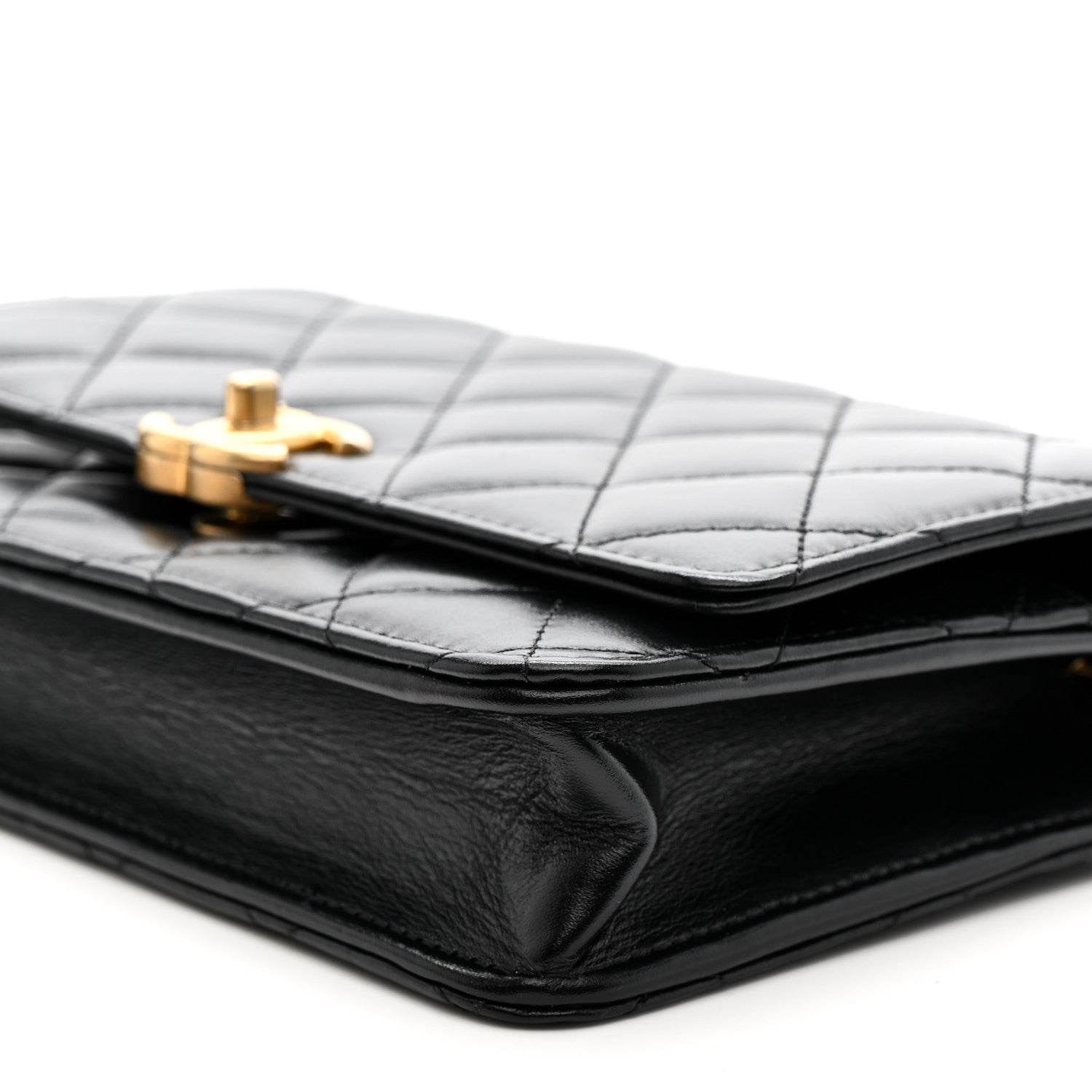 Chanel Calfskin Quilted Perfect Fit Wallet On Chain WOC Black