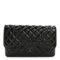 Chanel Shiny Crumpled Calfskin Quilted Jumbo Double Flap So Black