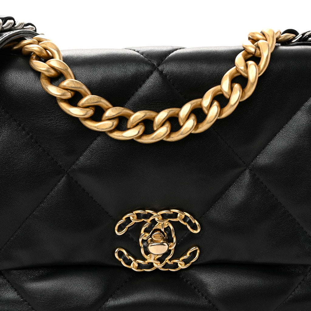 Chanel Lambskin Quilted Medium Chanel 19 Flap Black