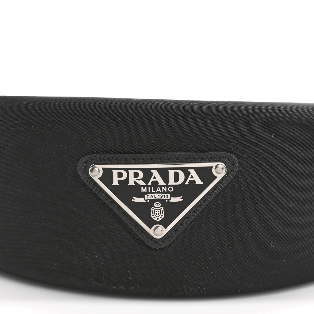 Prada Re-Nylon Metal Triangle Logo Headband Black